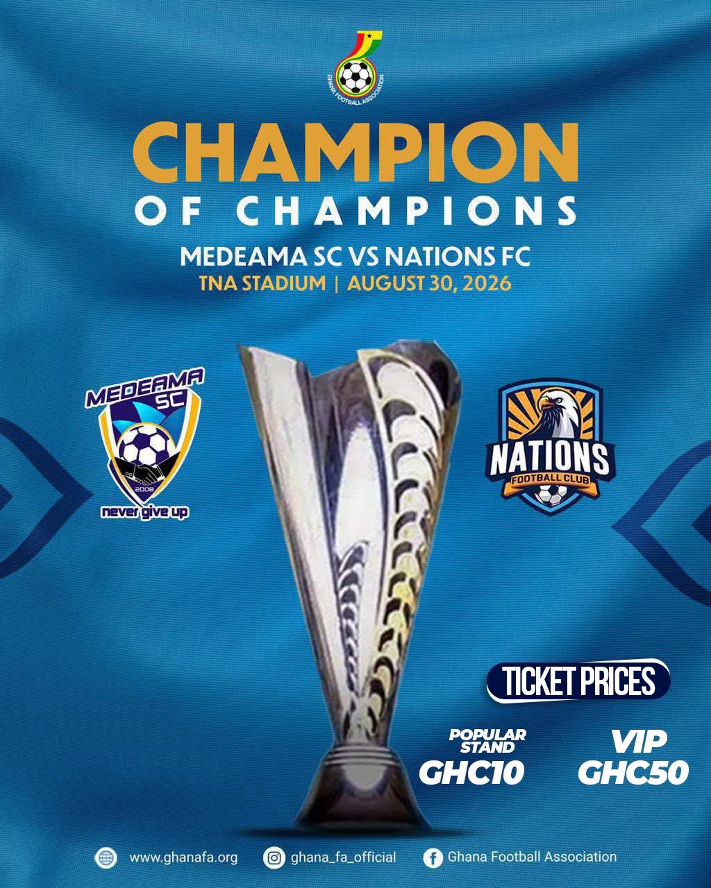 Medeama vs Nations FC: Champion of Champions ticket prices announced