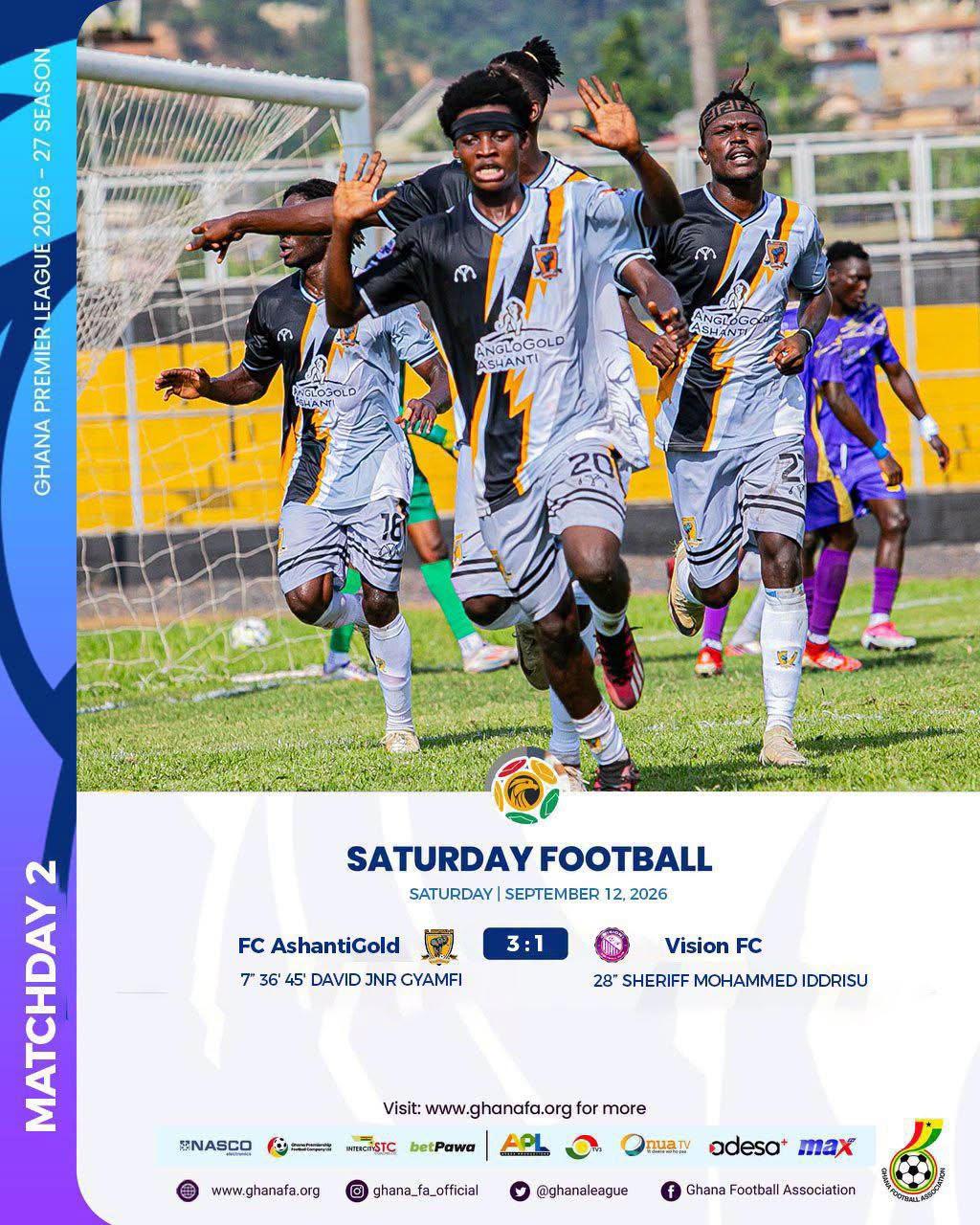 David Gyamfi hat-trick fires FC Ashantigold to historic first Ghana Premier League victory