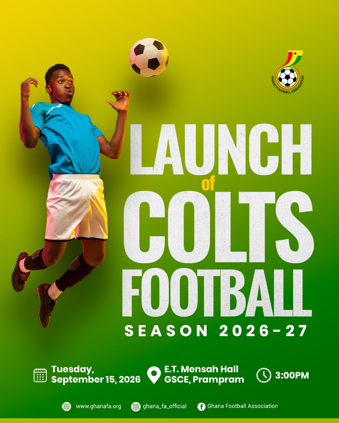 2026/27 Colts Football Season to be launched on September 15