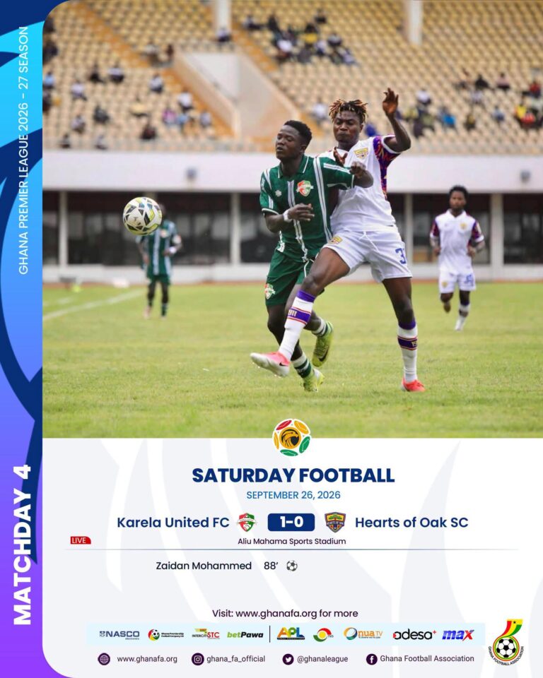 Premier League: Mohammed Zaidan strikes late as Karela United end Hearts of Oak’s unbeaten run