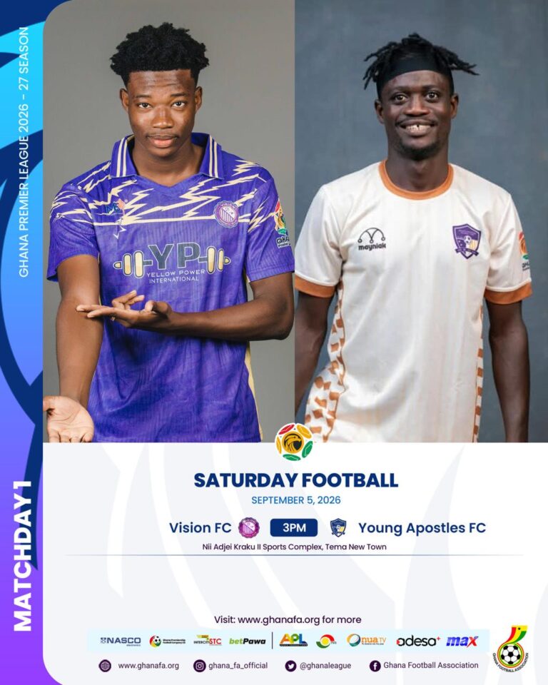 Vision FC host Young Apostles as 2026/27 Ghana Premier League kicks off on Saturday