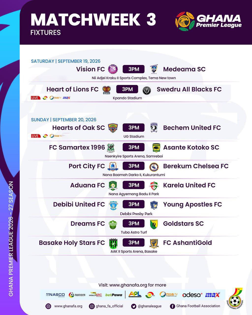 2026-27 Premier League: TV schedule for Matchday 3 announced