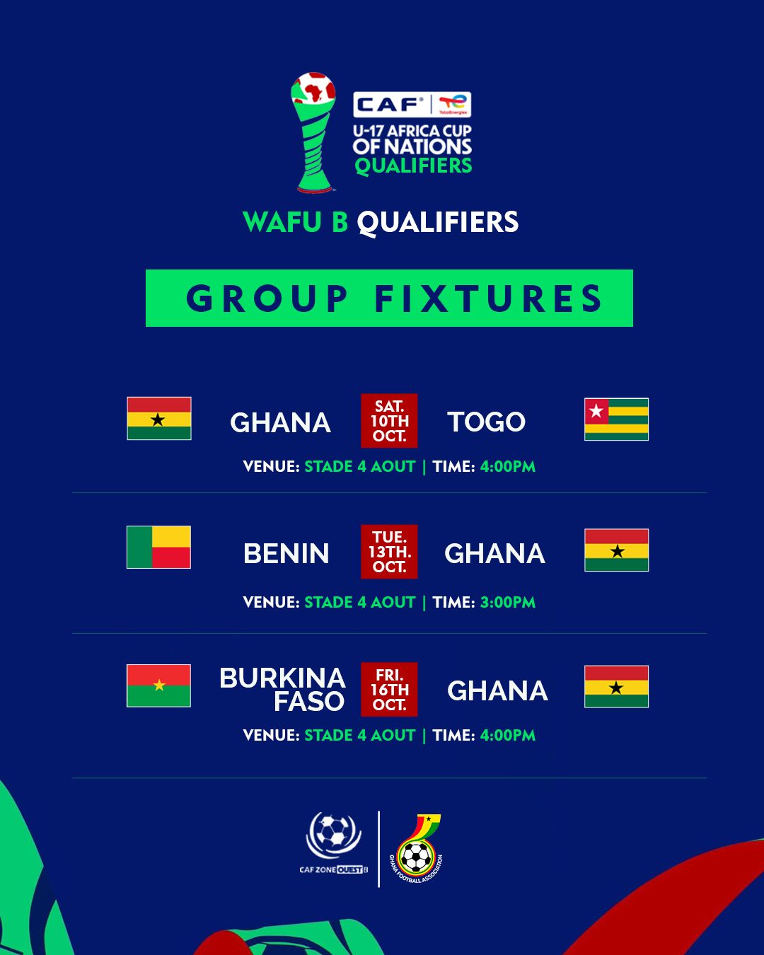 Black Starlets to Begin U-17 AFCON Qualifying Campaign Against Togo on October 10