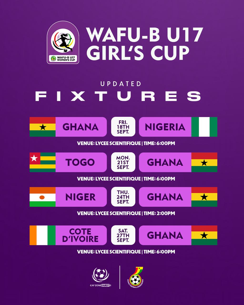 WAFU B U17 Girls Cup: Updated Fixtures announced as tournament progresses in Côte d'Ivoire