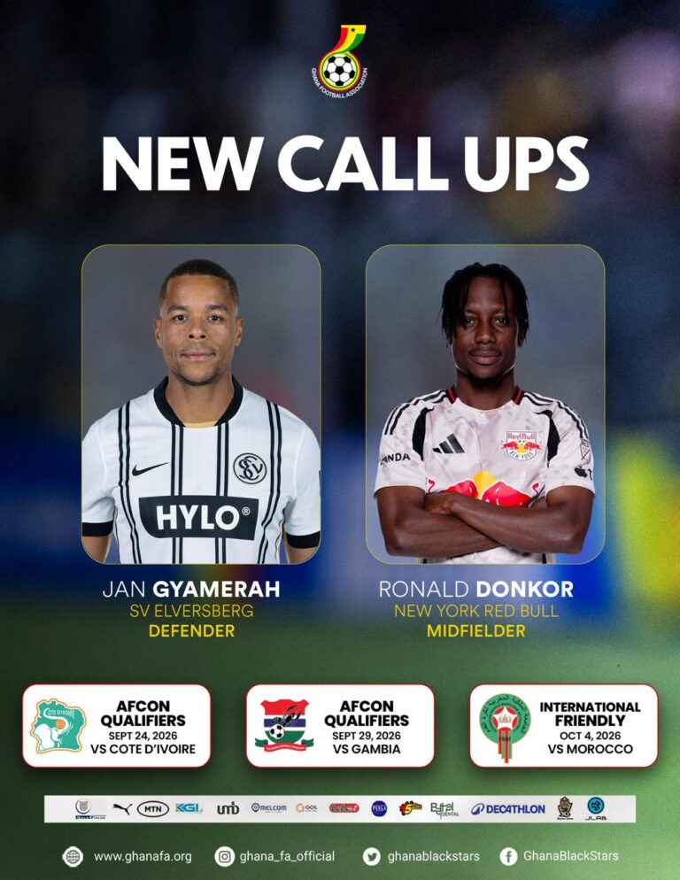 Jan Gyamerah and Ronald Donkor earn maiden Black Stars call-ups