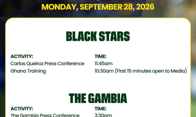 Black Stars, The Gambia to hold press conferences and training ahead of AFCON 2027 Qualifier