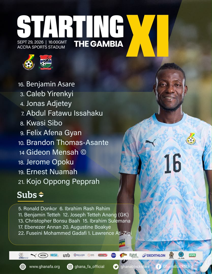 Asare handed starting role as Queiroz makes three changes for The Gambia clash