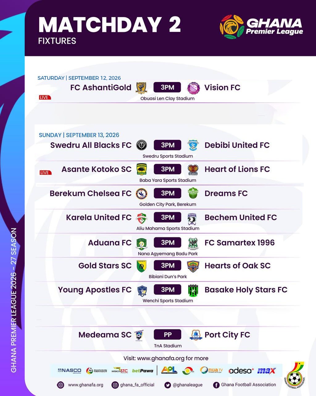 2026-27 Premier League: TV schedule for Matchday 2 announced