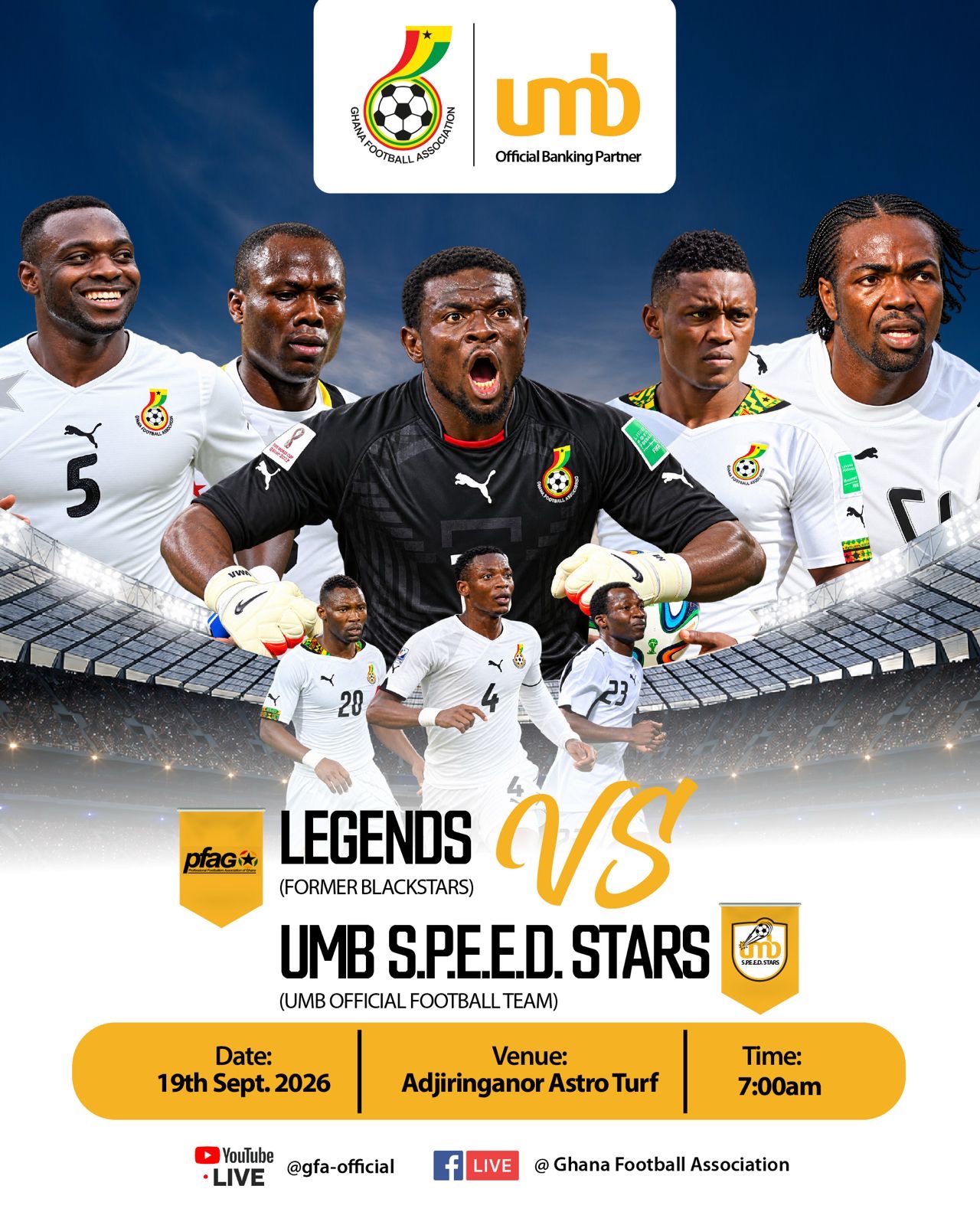 GFA Banking partner UMB set for star-studded friendly with Black Stars Legends on Saturday