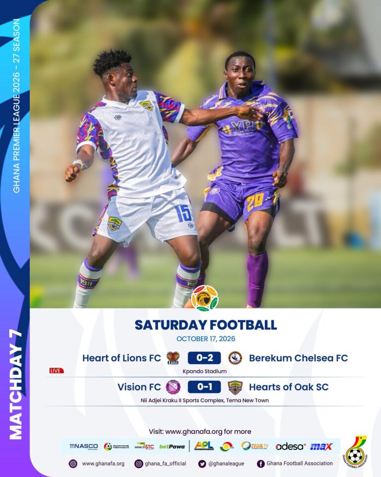 Premier League: Hearts of Oak seal back-to-back wins as Berekum Chelsea shock Lions in Kpando