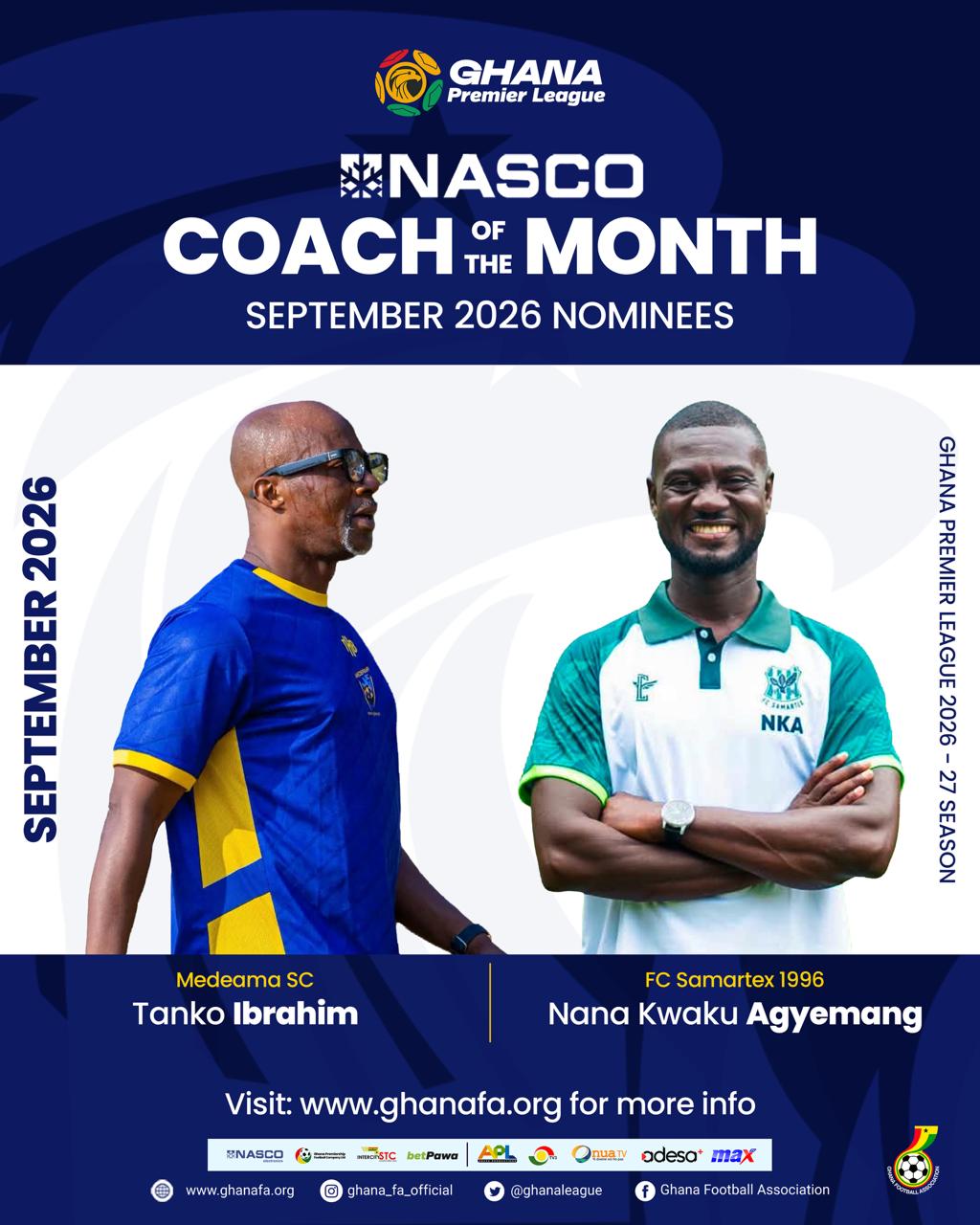 Two coaches shortlisted for September NASCO coach of the month award