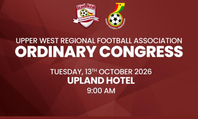 2026 Upper West Regional Football Association Ordinary Congress set for October 13