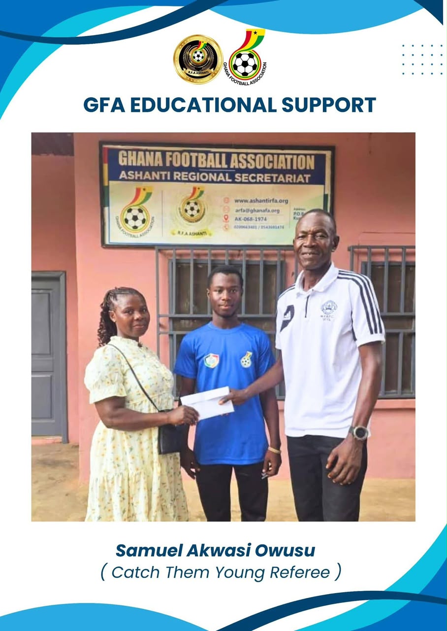 GFA supports two Catch Them Young Referees in the Ashanti Region with educational assistance
