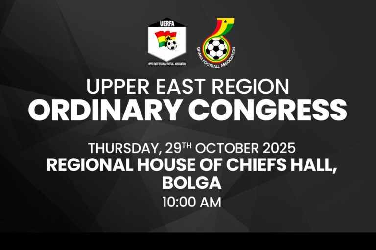 Upper East Regional FA To hold 2026 Ordinary Congress on 29th October