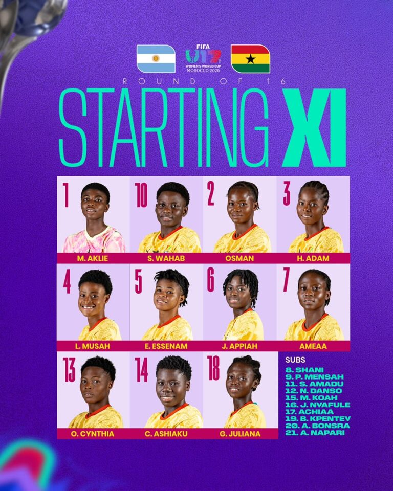 Joe Nana Adarkwa names Starting XI for Round of 16 clash against Argentina