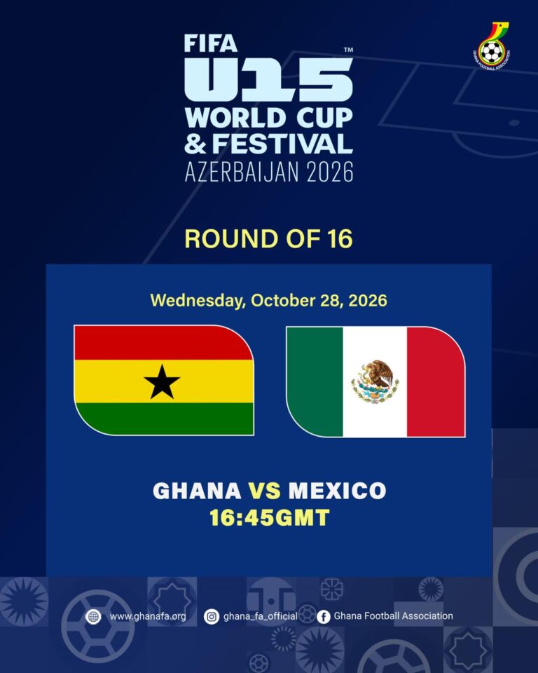 Ghana to play Mexico in Round of 16 at FIFA U-15 World Cup & Festival
