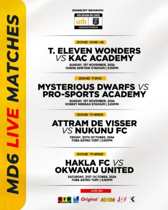 https://www.ghanafa.org/umb-division-one-league-matchday-6-live-matches-announced