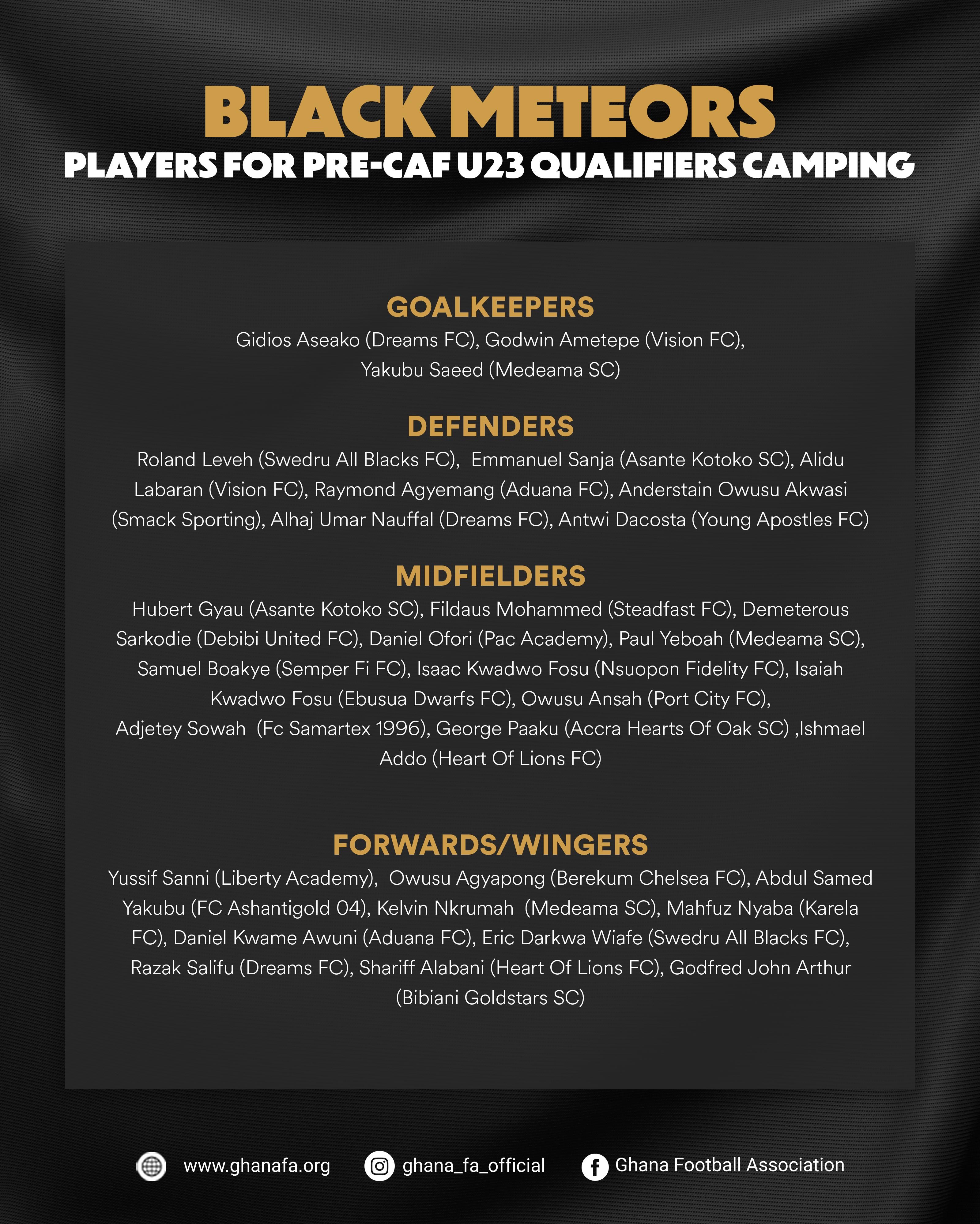 Los Angeles 2028: Black Meteors resume camp ahead of  Libya U23 AFCON qualifiers